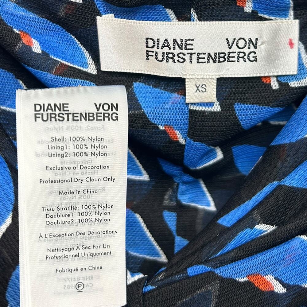 Diane Von Furstenberg ‘Ganesa’ Mini Dress Off-Shoulder Mesh Ruched Black X-Small - Picture 4 of 12